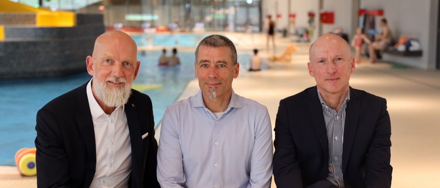 Geschäftsführer Dr. Norbert Reuter, Roland Lohr, Betriebsleiter des Schwaketenbads, und Robert Grammelspacher, Geschäftsführer der Bädergesellschaft Konstanz.